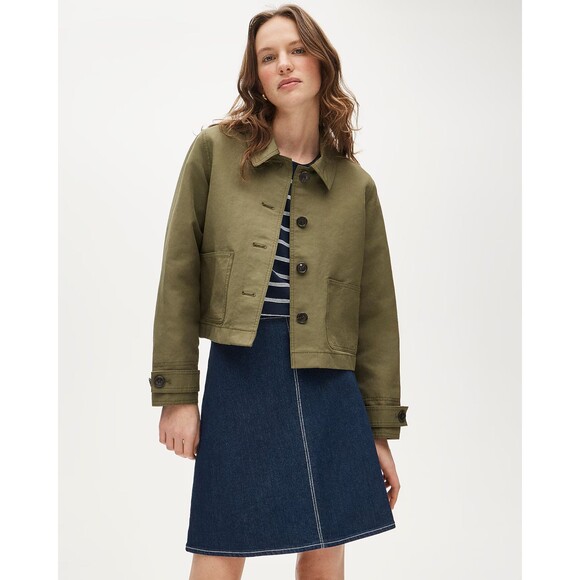 J. Crew Jackets & Blazers - J Crew Barn Jacket Womens Large Olive Green Cropped Chore Utility Chic CU135 NWT
